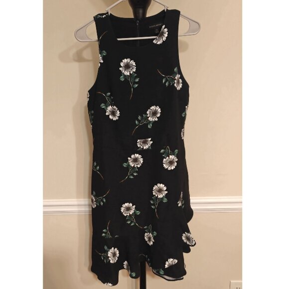 Banana Republic Black Floral Sleeveless Ruffled Shift Dress - Picture 1 of 3